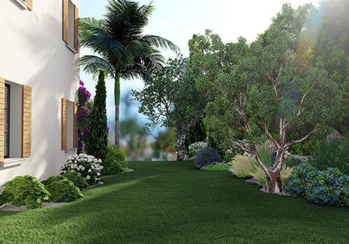 Plan 3D pour aménagement de jardin et espace vert dans les Alpes-Maritimes